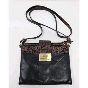 Brahmin Mojito Black Melbourne Croc Crossbody Bag Purse Leather Tuscan Collectio